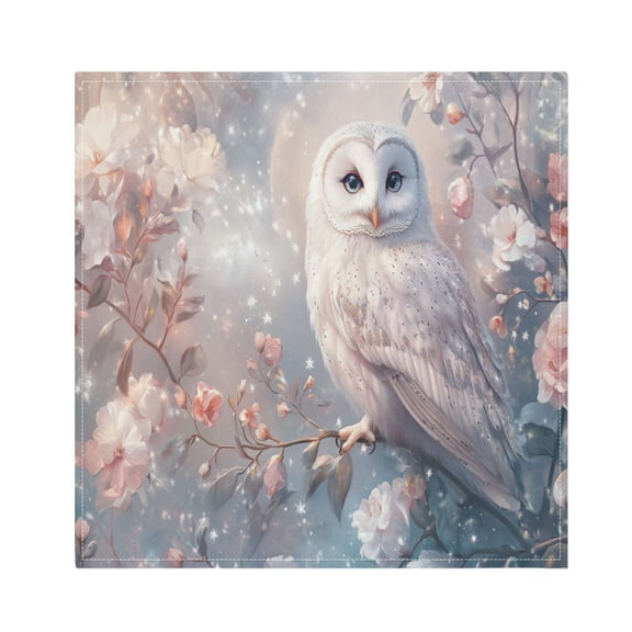 Satin Native Fab Cotton Dinner Napkin Owl with Flowers Reusable