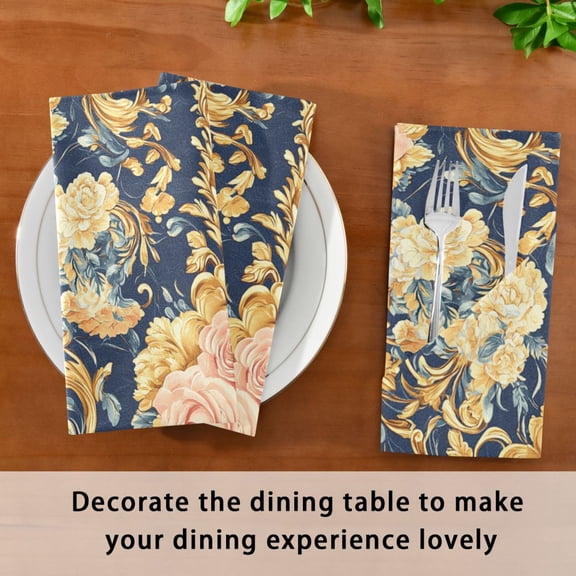 Satin Native Fab Cotton Dinner Napkin Peony Reusable