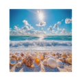 thumbnail image 1 of Satin Native Fab Cotton Dinner Napkin Seashells on Sunny Beach Reusable, 1 of 8