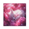 thumbnail image 1 of Satin Native Fab Cotton Dinner Napkin Sleeping Fox Pink Flowers Pearls Reusable, 1 of 8