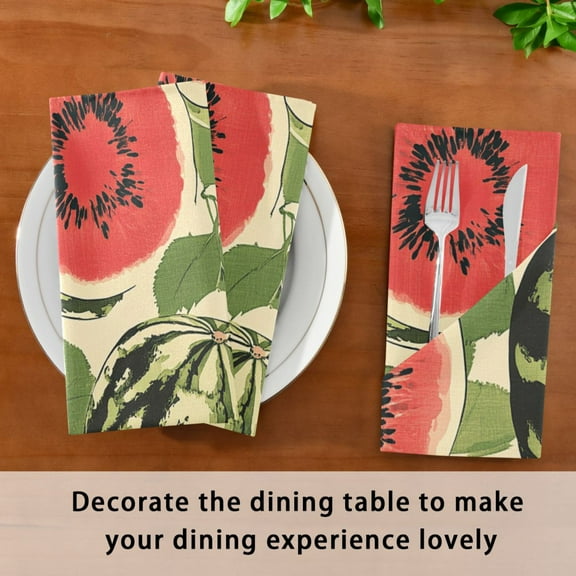 Satin Native Fab Cotton Dinner Napkin Summer Delight: Watermelon Medley Reusable