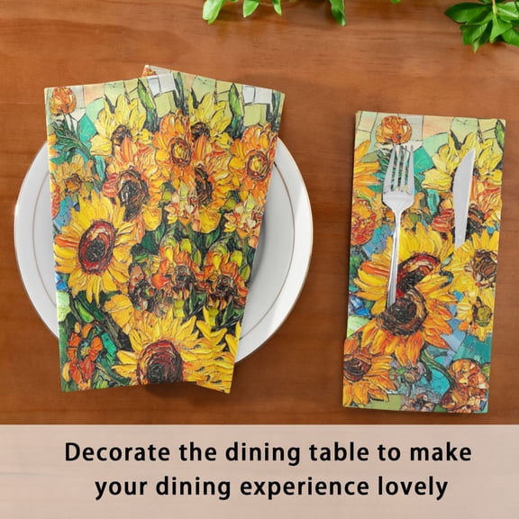 Satin Native Fab Cotton Dinner Napkin Sunflower Symphony Reusable