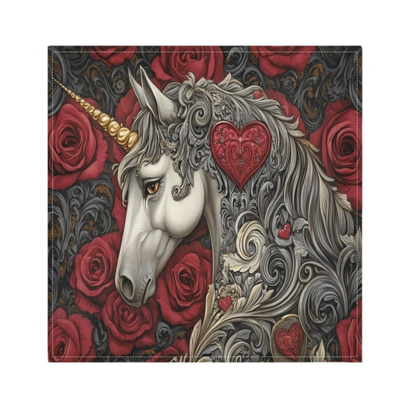 Satin Native Fab Cotton Dinner Napkin Unicorn Roses Hearts Reusable