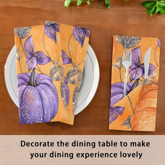 Satin Native Fab Cotton Dinner Napkin Vibrant Pumpkin Patch Delight Reusable