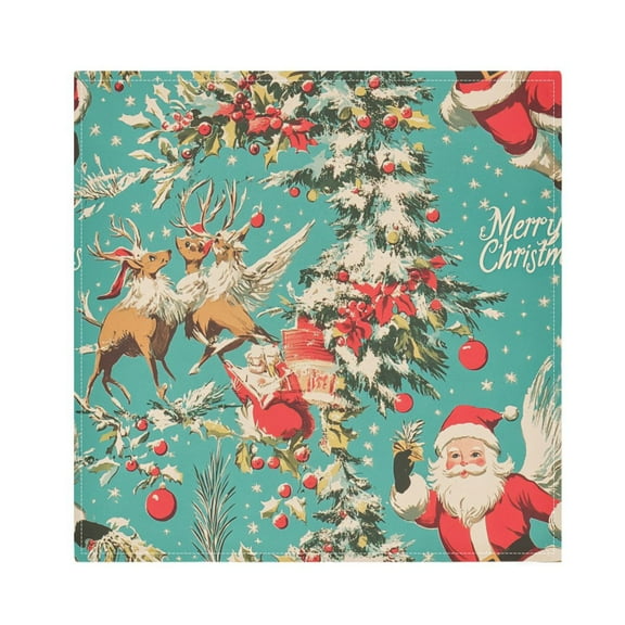 Satin Native Fab Cotton Dinner Napkin Vintage Christmas Cheer Reusable