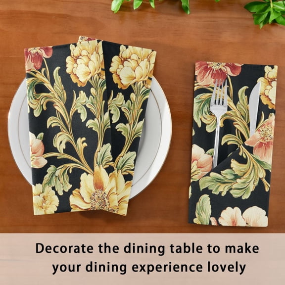 Satin Native Fab Cotton Dinner Napkin Vintage Floral Design Reusable