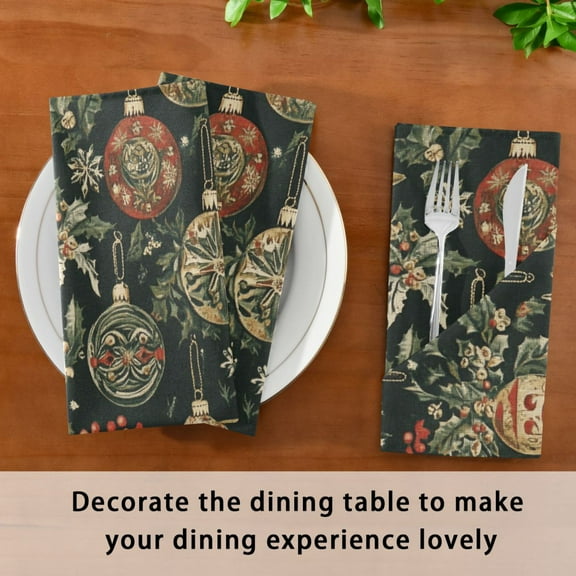 Satin Native Fab Cotton Dinner Napkin Vintage Holiday Ornaments Reusable