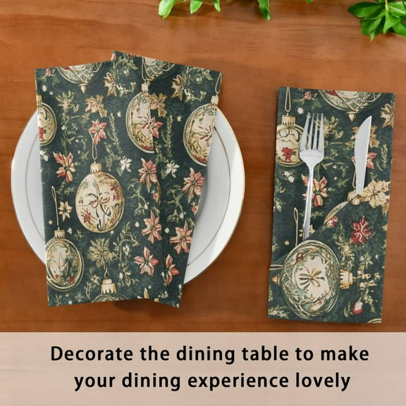 Satin Native Fab Cotton Dinner Napkin Vintage Holiday Ornaments Reusable