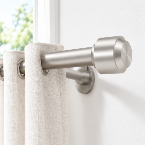 Satin Nickel 132"/11FT Fixed Length Non-Adjustable Drapery Curtain Rod