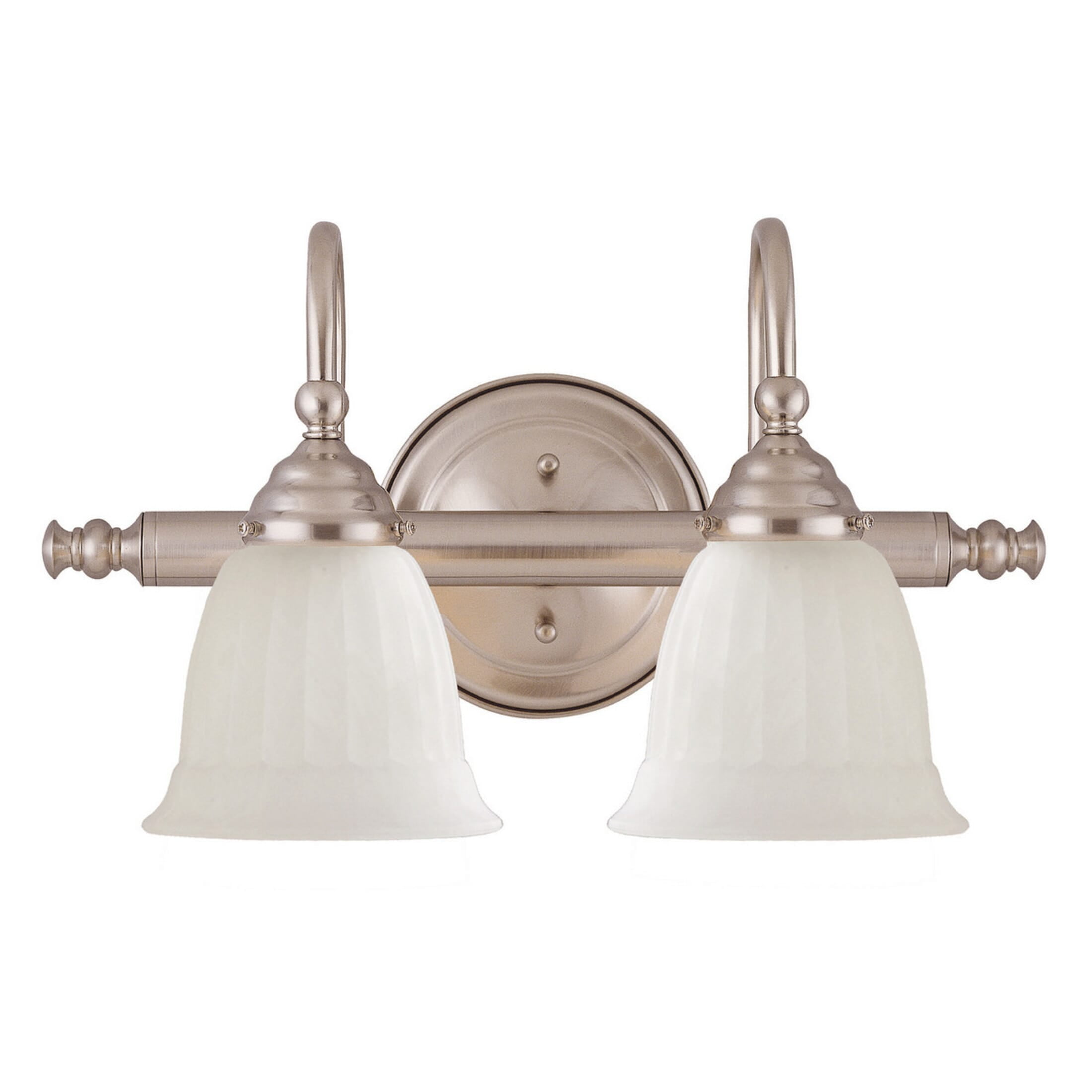 Traditional Satin Nickel 2-Light Bathroom Vanity Bar