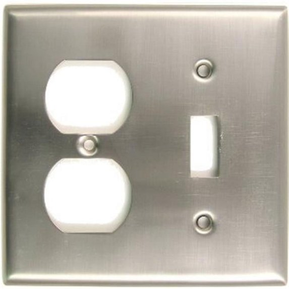 Satin Nickel Double Switch And Recap Switch Plate