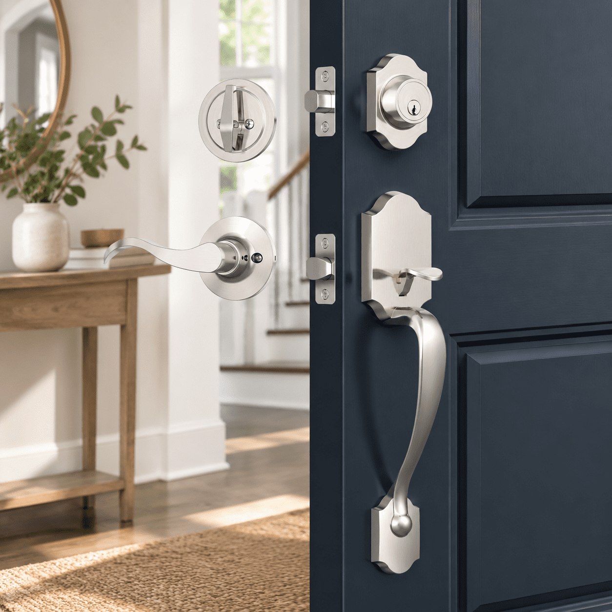 Door Lock Devices Satin Nickel Front Door Lock Set Classic For Home Entry - Walmart.com