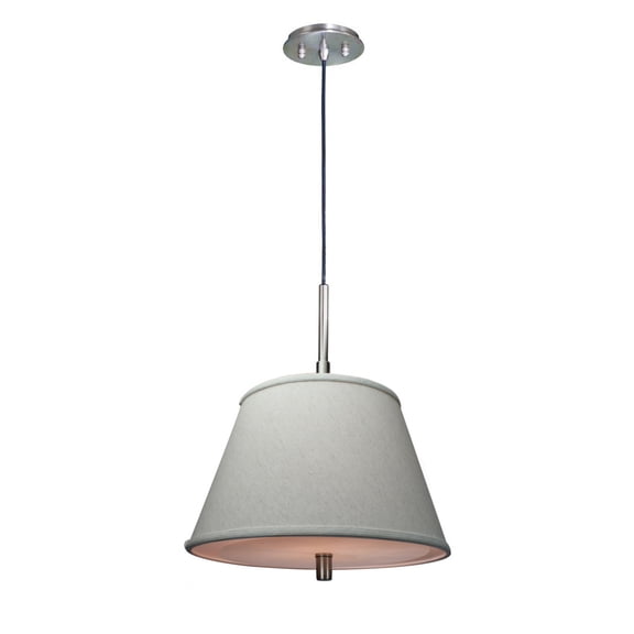 Satin Nickel Pendant Light with Empire Textured Oatmeal Slotted UNO Shade and Diffuser