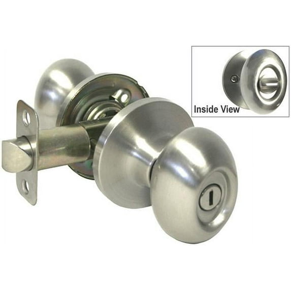 Satin Nickel Privacy Oval Egg Shaped Knob Bedroom Bathroom- Style 6093DC