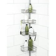 Satin Nickel Shower Caddy with 4 Shelves, Zenna Home Tension Pole