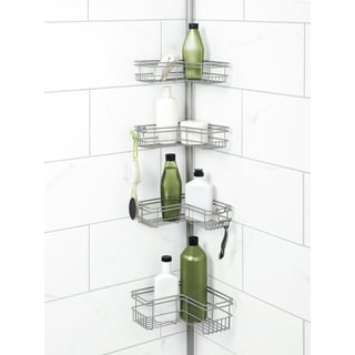 Bino Tension Pole Corner Shower Caddy - Brushed Nickel - Shower Organizer Shower