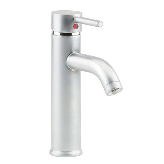 Satin Nickel Single Hole Bathroom Sink Faucet 9.5'' H 5.5in Spout to Counter Tap w/Supply Lines Hose| Renovators Supply