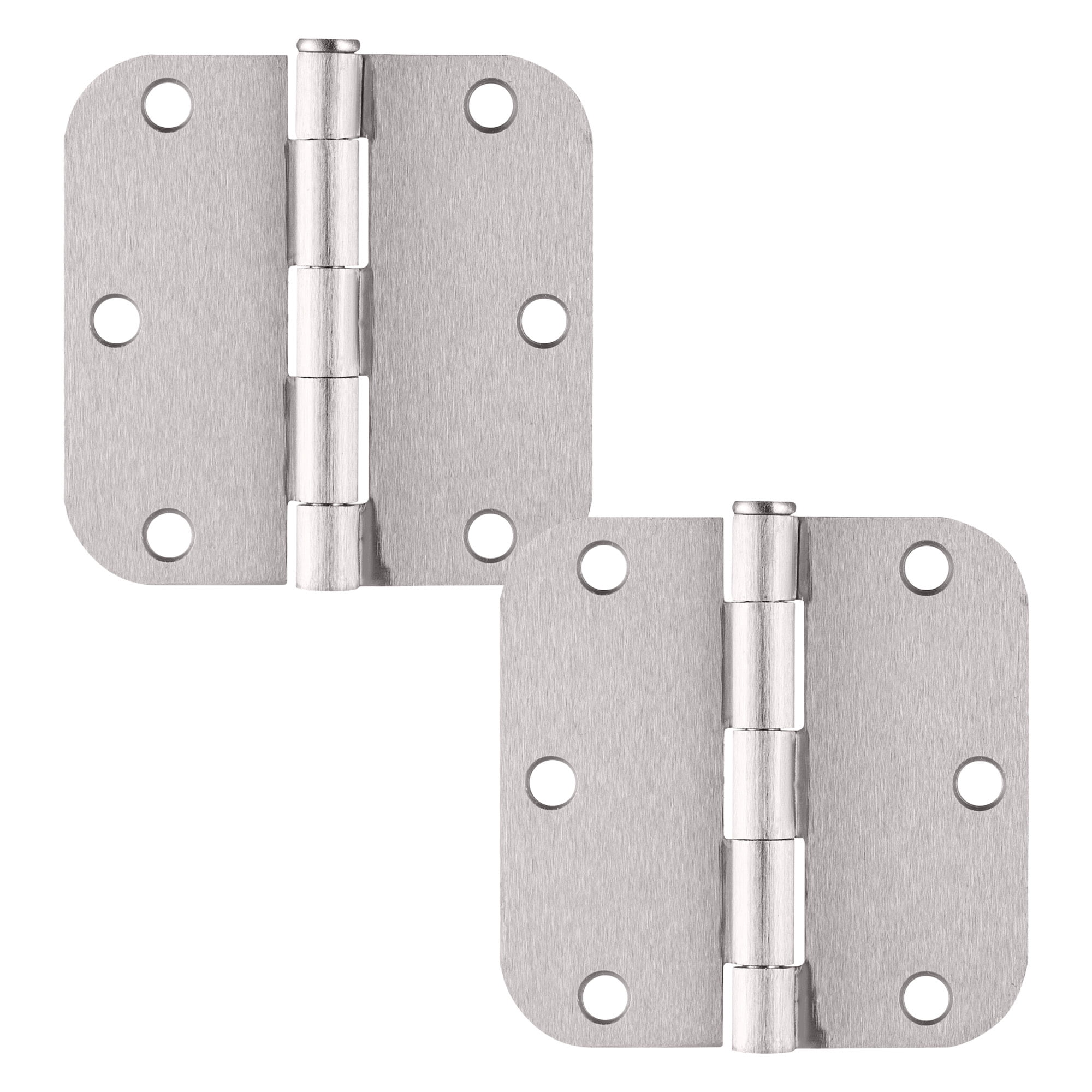 Satin Nickel Steel Plain Bearing Door Hinge with Removable Pin, 3-1/2 x 3-1/2 in. 5/8 in. Radius, 2-Pack