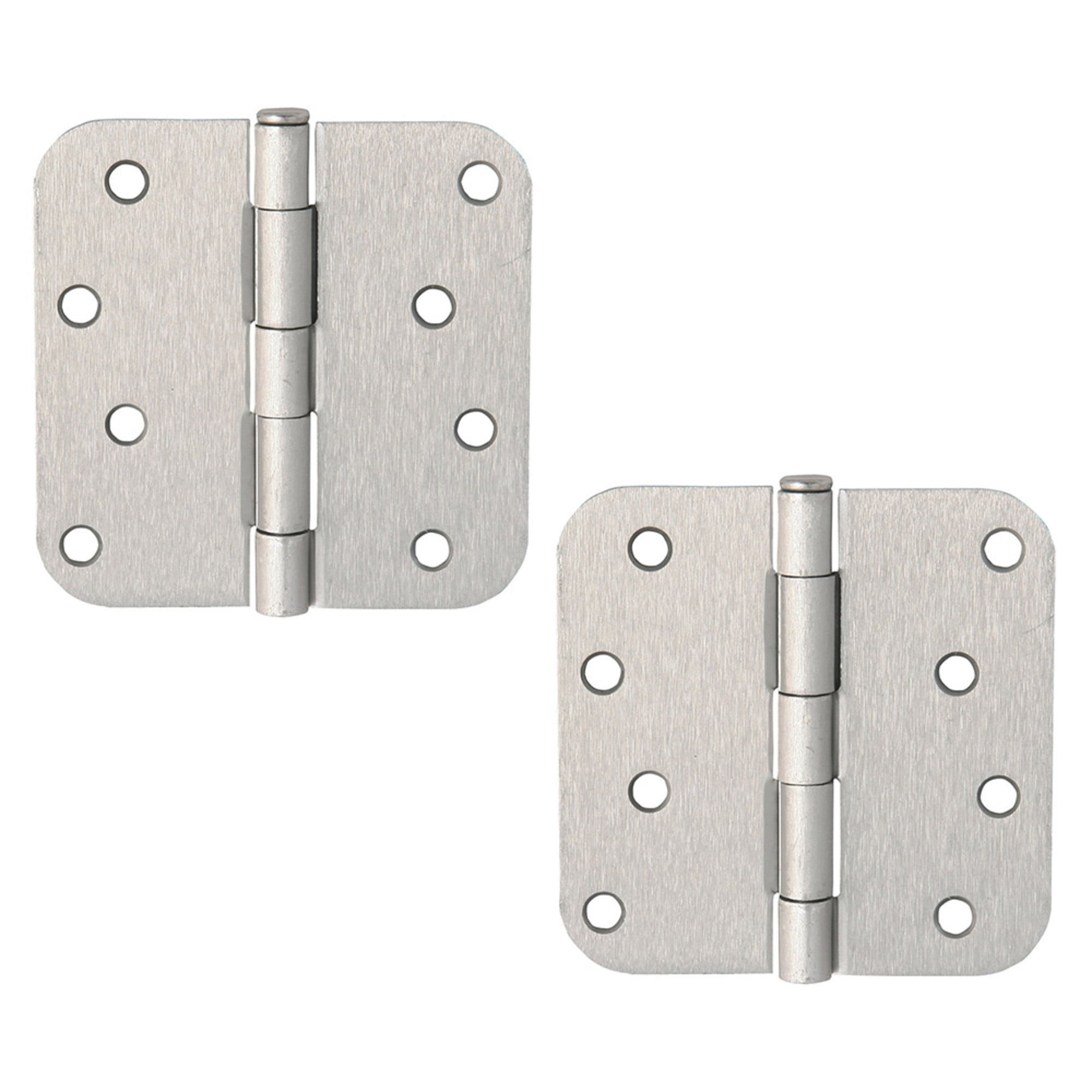 Satin Nickel Steel Plain Bearing Door Hinge with Removable Pin, 4 x 4 in. 5/8 in. Radius, 2-Pack