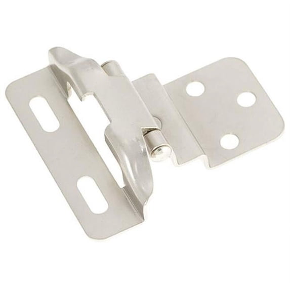 Satin Nickel Surface Self-Closing 0.37 In. Offset Partial Wrap 0.25 In. Overlay Hinge 2-Pack