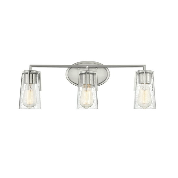 Satin Nickel Three Light Bath Bar from the Sacremento Collection