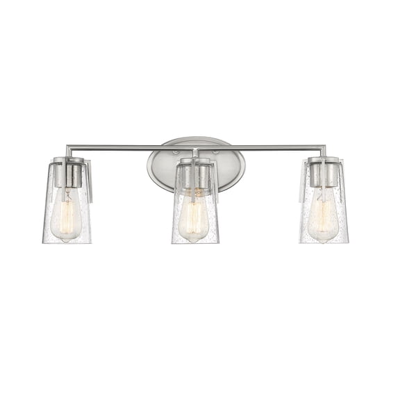 Satin Nickel Three Light Bath Bar from the Sacremento Collection