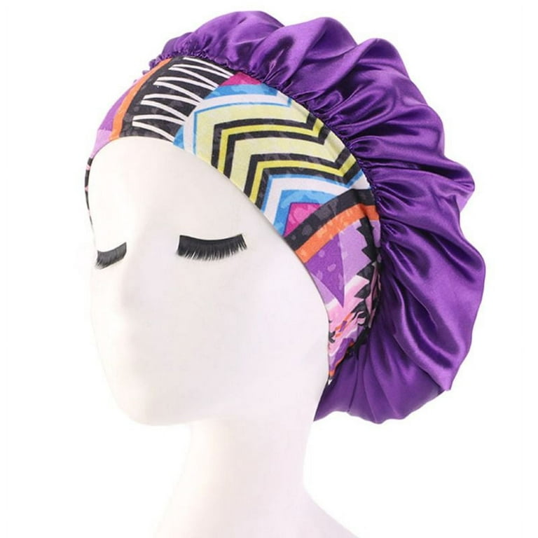 Satin Night Sleep Cap Hair Bonnet Hat Silk Head Cover Elastic Band Bath Spa  Bonnet Fashion Women 