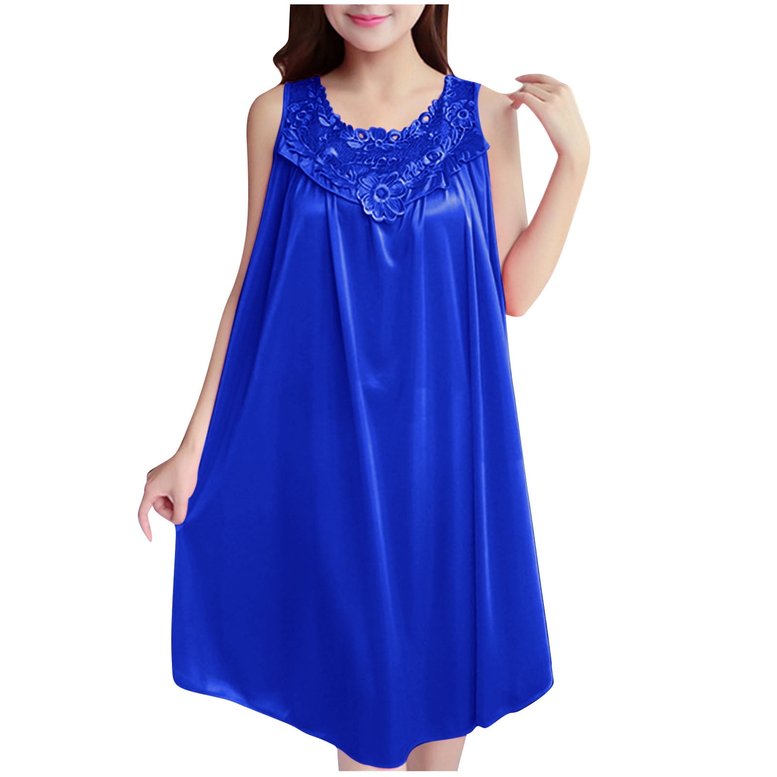 white christmas dresses Women's Cotton Short Nighty with Pocket
