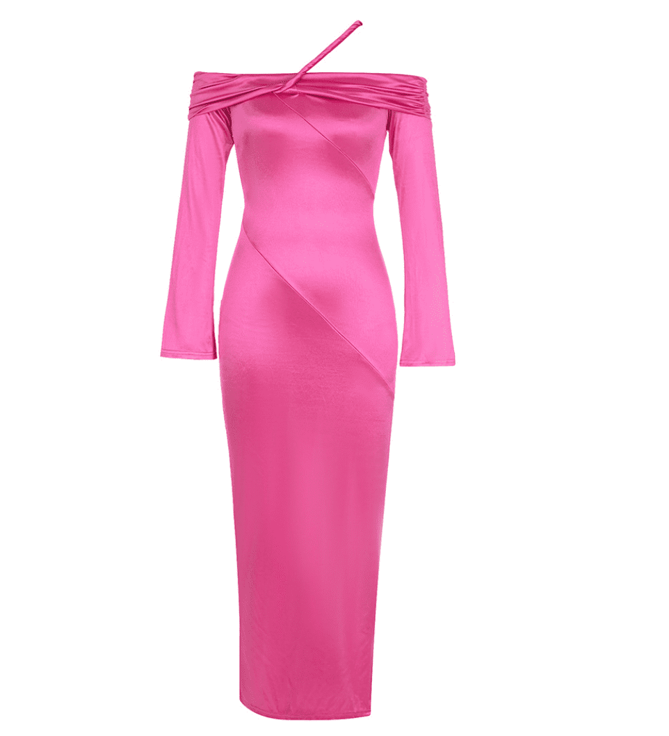 Midi Satin Dress Split Adjustable Strap