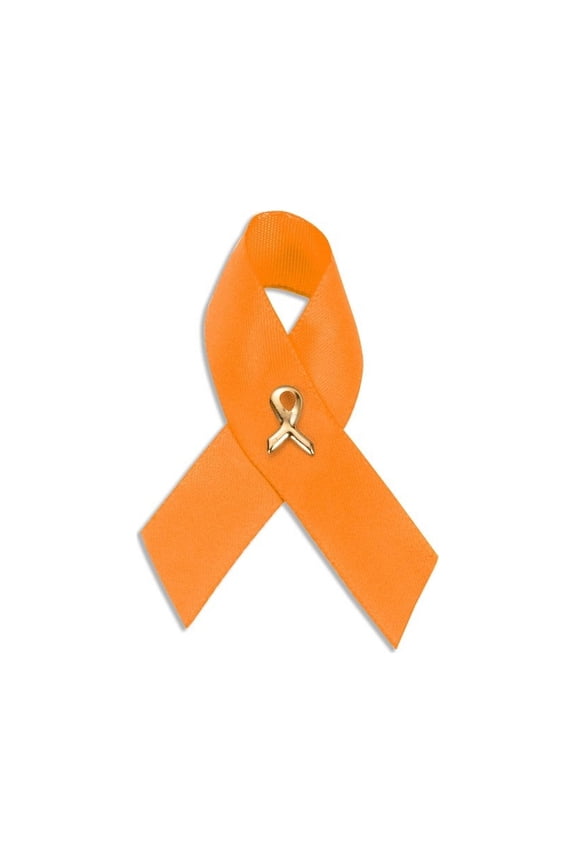 Satin Orange Ribbon Awareness Pins