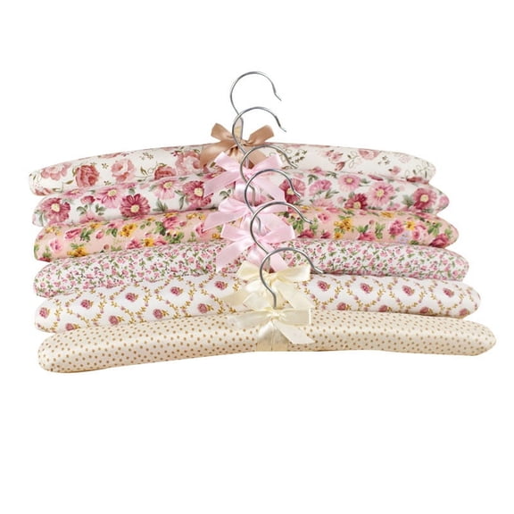 Satin Padded Clothes Hangers 5 Pack, Soft Fabric Covered Hangers with Chrome Hooks, Non-Slip Closet Hangers for Dresses, Blouses and Delicate Clothing