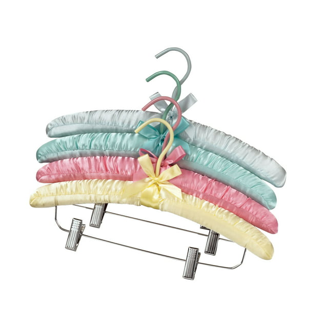 Satin Padded Hangers with Clips Set/4