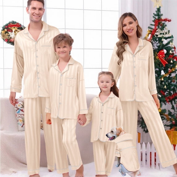 Satin Pajama Set for Women Thanksgiving Pajamas Women, Family Pajamas, Full-length Bottom, Classic Notch Collar, Long Sleeve Sleepwear, Christmas Pajamas Set, Pajama Sets Gold 2XL