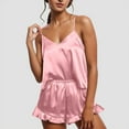 thumbnail image 1 of Satin Pajama Set for Women 2 Pcs Camisole Top and Shorts Loungewear for Women Matching Set, 1 of 7