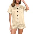 thumbnail image 1 of Satin Pajama Set for Women 2 Piece Button Down Womens Short Sets Loungewear for Women Sleep Sets for Women, 1 of 4