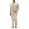 thumbnail image 1 of Satin Pajama Sets for Men with Pocket Casual Lightweight 2 Piece Long Sleeve Shirts Straight Leg Pants Solid Color Loungewear Homewear Pajamas Outfits, 1 of 6