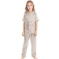 thumbnail image 1 of Satin Pajamas Kids Girls' Pajama Sets Button Down Sleepwear With Pants Casual Pajamas Set Cute Pjs For Girls 8-9, 1 of 9