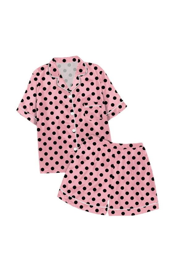 Satin Pajamas For Girls,Polka Dot Pajama Set Button Down Sleepwear Set 2 Piece Pjs Sleepwear Outfits Pjs For Girls Size 2-3 Years
