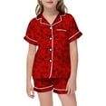 thumbnail image 1 of Satin Pajamas Printed Girls Button Down Pajamas Set Toddler Nightgown Girls Pjs Size 8-9 Years Girls Fashion, 1 of 4