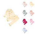 thumbnail image 1 of Satin Pajamas Set for Kids – Classic Button-Down Long Sleeve Sleep Shirt Top & Long Pants Bottoms Sleepwear Loungewear, 1 of 8