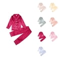 thumbnail image 1 of Satin Pajamas Set for Kids – Classic Button-Down Long Sleeve Sleep Shirt Top & Long Pants Bottoms Sleepwear Loungewear, 1 of 7