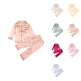 thumbnail image 1 of Satin Pajamas Set for Kids – Classic Button-Down Long Sleeve Sleep Shirt Top & Long Pants Bottoms Sleepwear Loungewear, 1 of 8