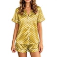 thumbnail image 1 of Satin Pajamas Set for Women Short Sleeve Sleepwear Soft Button Down Pjs 2 Piece Casual Shorts Summer Set, 1 of 5