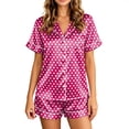 thumbnail image 1 of Satin Pajamas Set for Women Short Sleeve Sleepwear Soft Button Down Pjs 2 Piece Casual Shorts Summer Set, 1 of 5