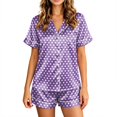 thumbnail image 1 of Satin Pajamas Set for Women Short Sleeve Sleepwear Soft Button Down Pjs 2 Piece Casual Shorts Summer Set, 1 of 5