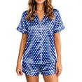 thumbnail image 1 of Satin Pajamas Set for Women Short Sleeve Sleepwear Soft Button Down Pjs 2 Piece Casual Shorts Summer Set, 1 of 5