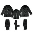 thumbnail image 1 of Satin Pajamas For Women Men Set Unisex Kids Pajamas Set Button Down Long Sleeve Sleepwear Lounge Set Long Sleeve Top And Pants Family Christmas Pajamas Matching Sets 2025 Men #01Black,XL, 1 of 9