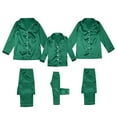 thumbnail image 1 of Satin Pajamas For Women Men Set Unisex Kids Pajamas Set Button Down Long Sleeve Sleepwear Lounge Set Long Sleeve Top And Pants Family Christmas Pajamas Matching Sets 2025 Men #01Green,M, 1 of 8