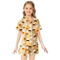 thumbnail image 1 of Satin Pajamas for Girl Button Down Sleepwear Set Silk Pajamas Outfits Halloween prints Toddler Boys Pajamas 6-7 Years, 1 of 3