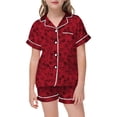 thumbnail image 1 of Satin Pajamas for Girl Printed Button Down Sleepwear Set Kids Pajamas Nightgown Christmas Pjs Kids 8-9 Years Girls Fashion, 1 of 4